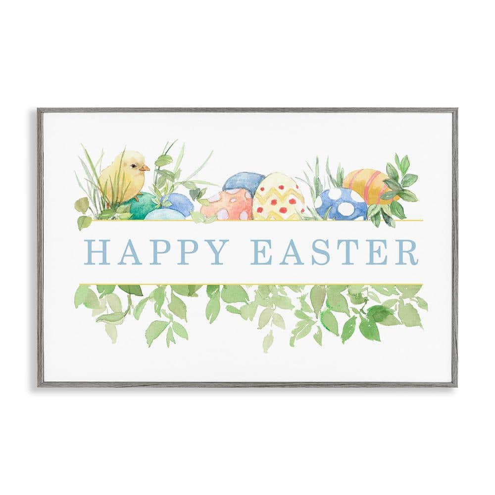 Happytoseeyou April Happy Easter スモール Stupell Industries Floral Happy Easter by Lanie Loreth Gray Framed