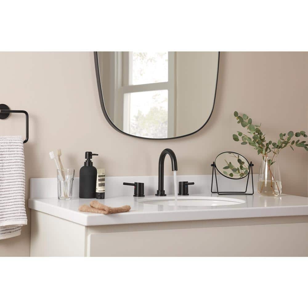 Precept Matte Black 2-Handle Widespread Bathroom Faucet