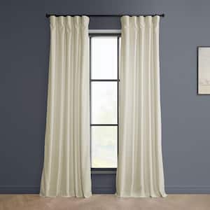Au Lait Creme Velvet Rod Pocket Room Darkening Curtain - 50 in. W x 108 in. L Single Panel Window Velvet Curtain