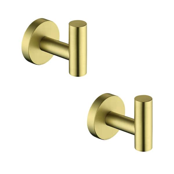ATKING Bathroom 2-Piece J-Hook Robe/Towel Hook Towel Hook in Stainless Steel Gold