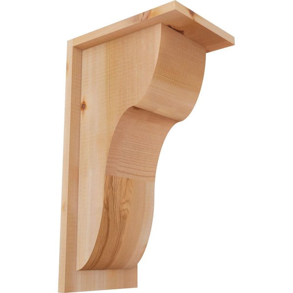 Ekena Millwork 7-1/2 in. x 10 in. x 18 in. Western Red Cedar Carmel Smooth Corbel with Backplate