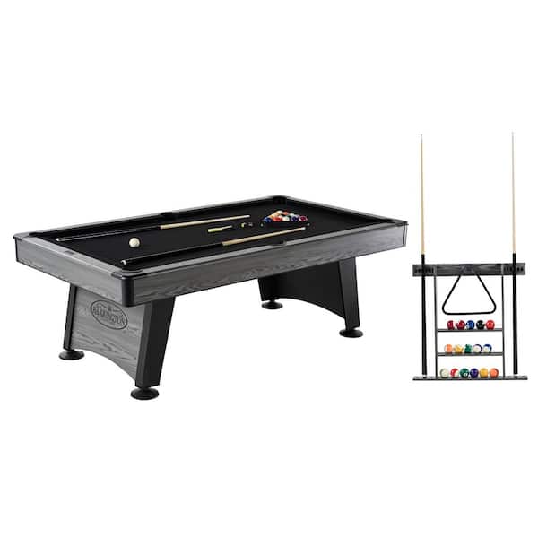 Blackstone 7.5 ft. Pool Table with Black Velvet Cloth, Cue Rack, Balls, Cue Sticks for Family Game Room