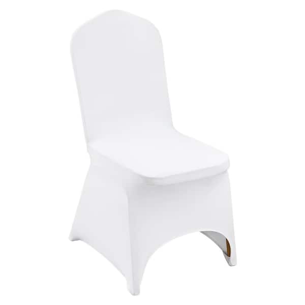 SKYSHALO Stretch Spandex Folding Chair Covers, Universal Fitted Arched Front Cover, Removable Slipcovers, Dining (100 PCS White)