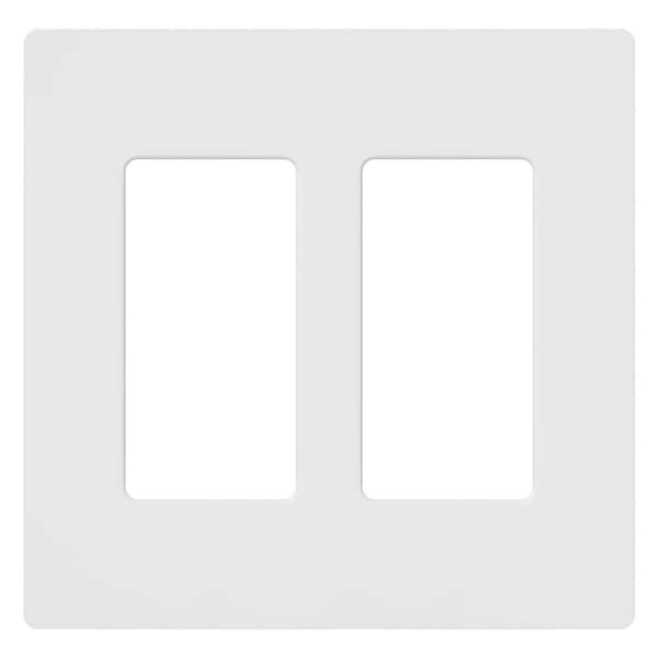 Lutron Claro 2 Gang Wall Plate for Decorator/Rocker Switches, Gloss, White (CW-2-WH) (1-Pack)