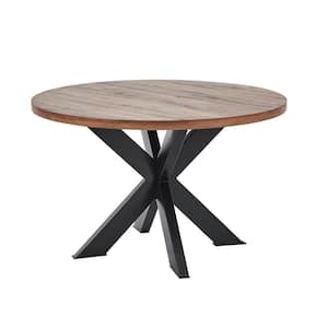 Dolph 47 in. Rustic Natural Oak Wood Round Dining Table