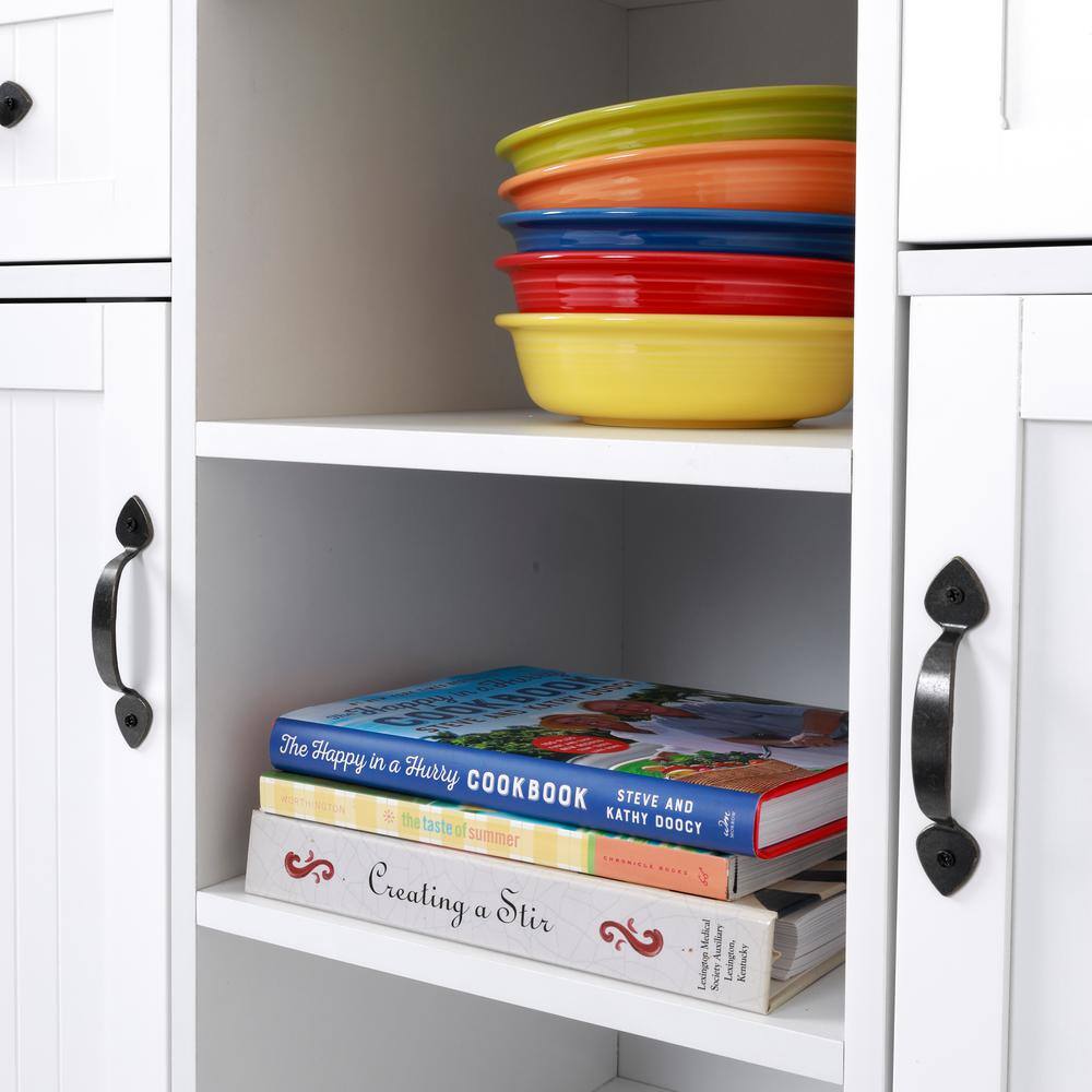 White and Pine Countryside Buffet with Drawers and Doors