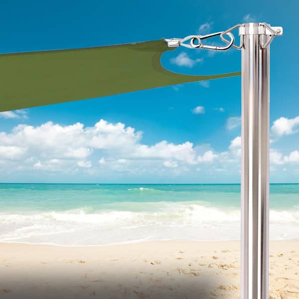 8 ft. Heavy Duty High-Quality Stainless Steel Canopy Pole with Base Plate, Suitable for Garden, Yard, Patio, Playground