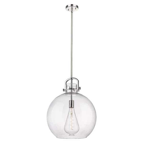 Newton Sphere 100-Watt 1-Light Polished Nickel Shaded Mini Pendant Light with Seeded Glass Shade