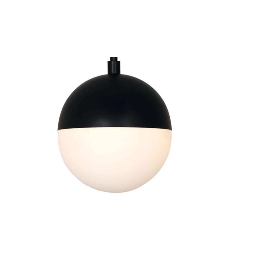 Fusion Ion 7" LED Mini Pendant Light in Matte Black with Opal Glass