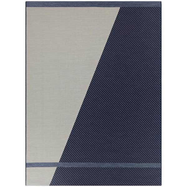 BALTA Palacio Navy Blue 5 ft. x 7 ft.  Geometric Indoor/Outdoor Area Rug