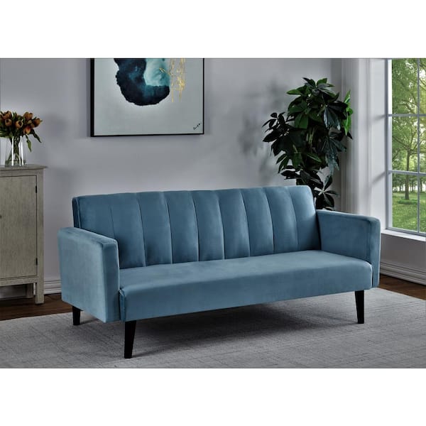 US Pride Furniture Graham 72 inch. Greyish Cyan Striped Velvet Sofa Bed  Sleeper SB9110 - The Home Depot