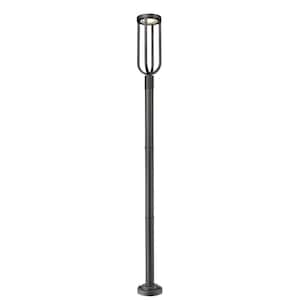 Leland 97.25 in. 1-Light Sand Black Aluminum Hardwired Outdoor Weather Resistant Post Mounted Light with Integrated LED