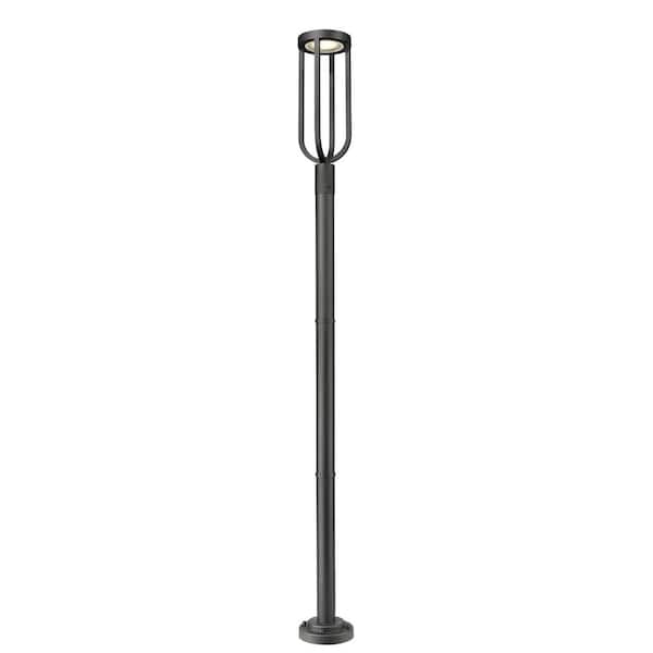 Leland 97.25 in. 1-Light Sand Black Aluminum Hardwired Outdoor Weather Resistant Post Mounted Light with Integrated LED