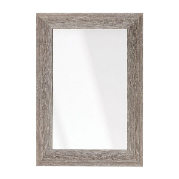 BrandtWorks 23 in. W x 33 in. H Montauk Beachwood Rustic Medium Brown Sloped Wall Mirror