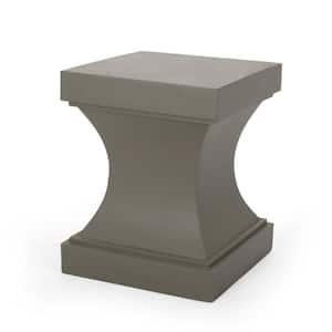 21.5 in. Light Gray Concrete Modern Outdoor Patio Side Table for Outdoors, Garden, Lawn, Backyard