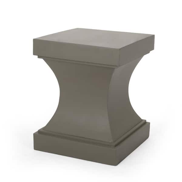 Zeus & Ruta 21.5 in. Light Gray Concrete Modern Outdoor Patio Side Table for Outdoors, Garden, Lawn, Backyard