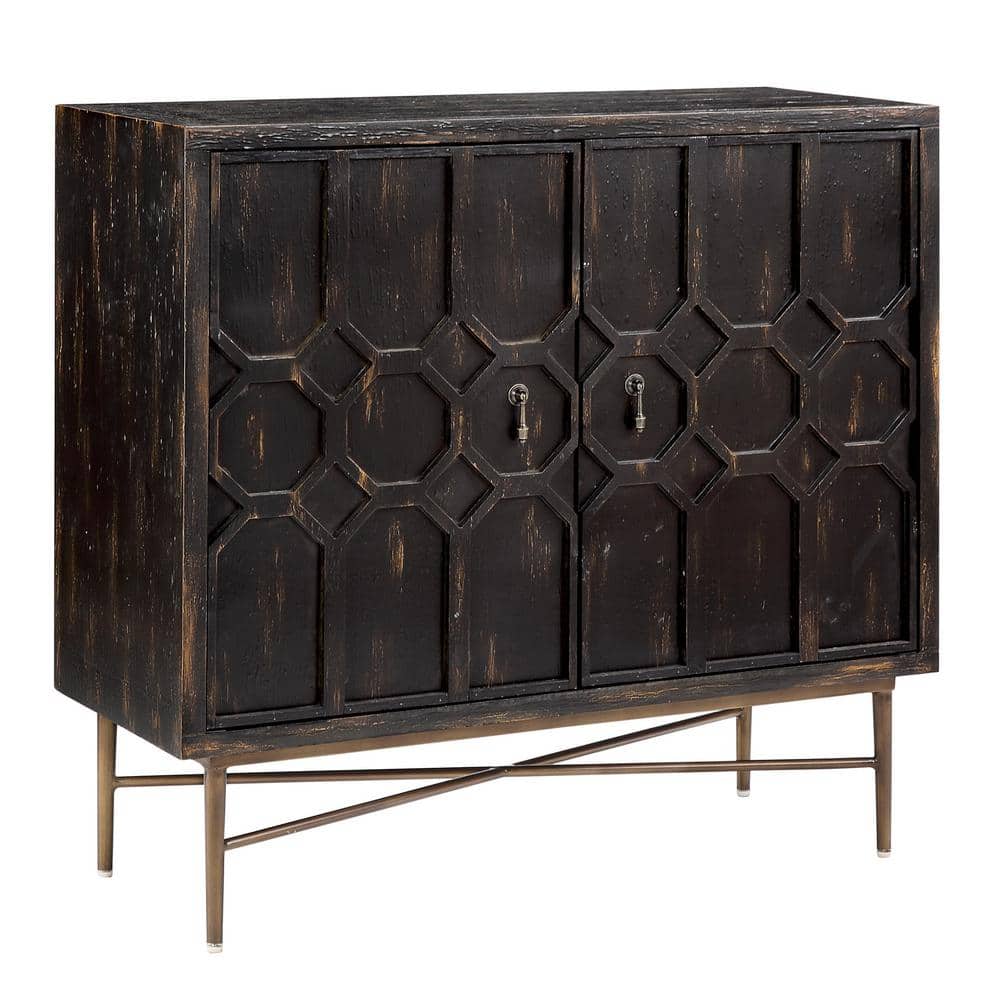 Hanley Black MDF and Metal 2-Door Accent Cabinet