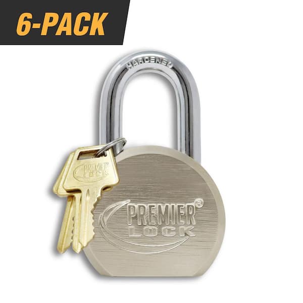 2-5/8 in. Premier Solid Steel Commercial Gate Keyed Padlock with Short Shackle and 18 Keys Total (6-Pack, Keyed Alike)