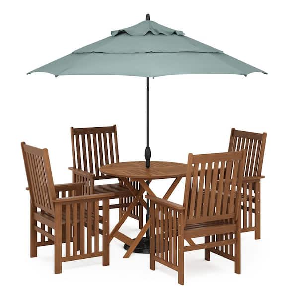 Furinno Tioman Hardwood Sunlight Outdoor Folding Dining Table with Umbrella Holes