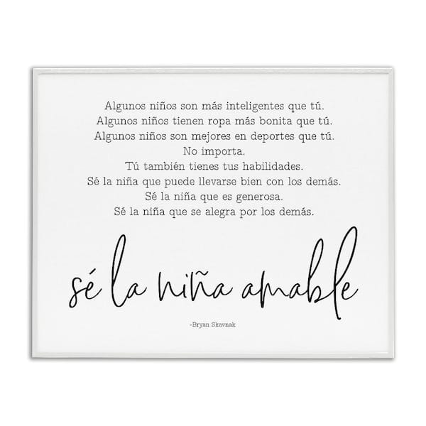 Stupell Industries Kind Girl Translation by Lettered and Lined White Framed Typography Giclee Art Print 16 in. x 20 in.