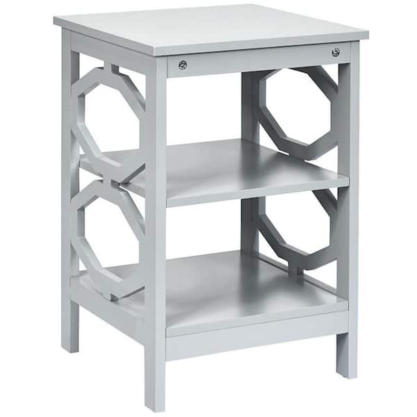 ANGELES HOME 16 in. W x 16 in. D x 24 in. H 3-Tier Accent End Table in Gray