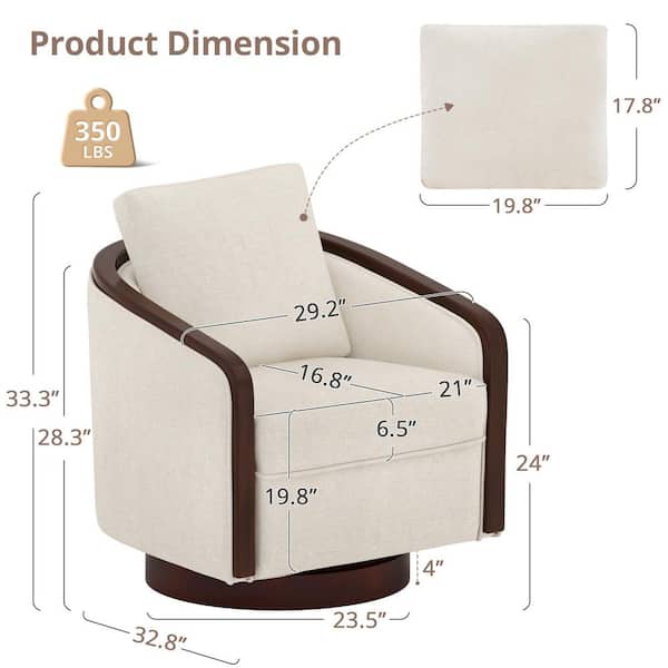 Doev Linen Color Swivel Accent Barrel Chair Upholstered Armchair Comfy Sofa Chair 360° Club Chair (set of 2)