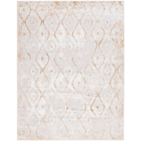 SAFAVIEH Meadow 8 ft. x 10 ft. Ivory/Gold Distressed Trellis Area Rug