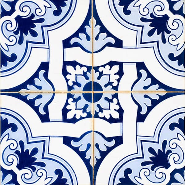 MI ALMA Blue/White H22 8 in. x 8 in.Vinyl Peel and Stick Tile (24 Tiles ...