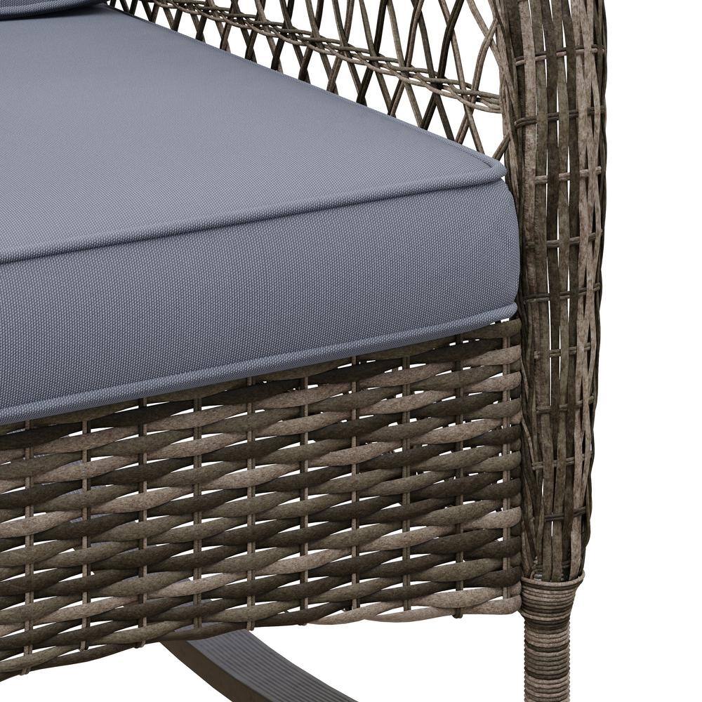 Salerno Gray Handwoven Resin Wicker Outdoor Rocking Chair with Cushions