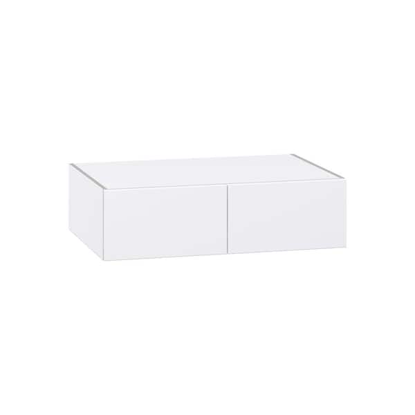 J COLLECTION Timberline 36 in. W x 24 in. D x 10 in. H Assembled Slab Wall Bridge Kitchen Cabinet in Bright White