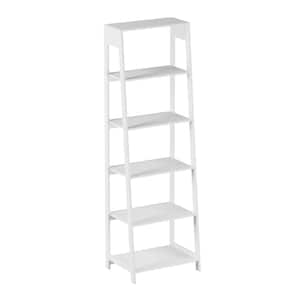 71 in. White 5-Shelf Standard Bookcase