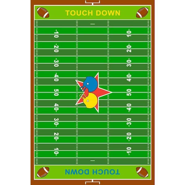 LA Rug Fun Time Football Field Multi Colored 3 ft. x 5 ft. Area Rug