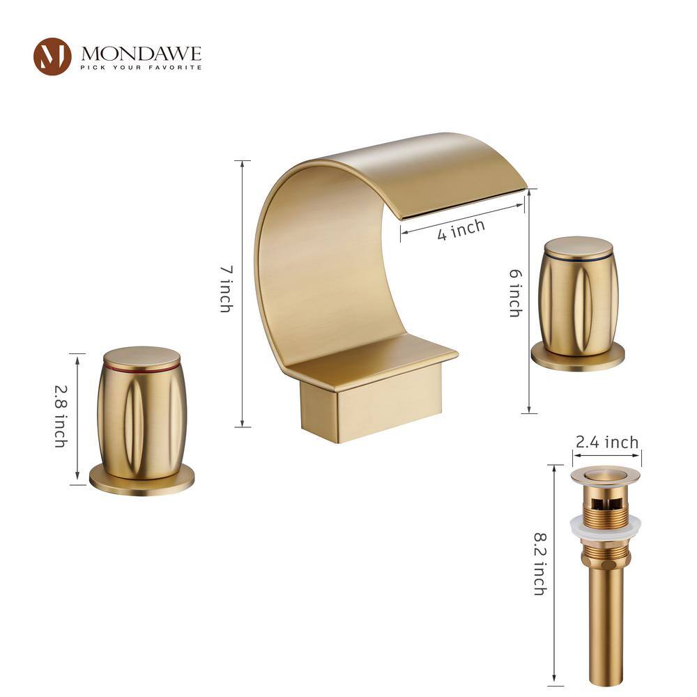 Brushed Gold Stainless Steel Waterfall Bathroom Faucet with Pop-Up Drain