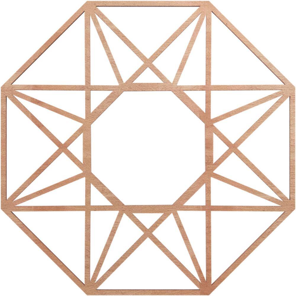 Cherry Wood Geometric Fretwork Ceiling Medallion, 18" Diameter