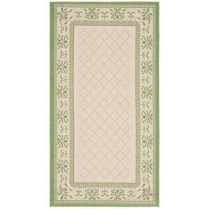 Courtyard Natural/Olive 3 ft. x 5 ft. Border Indoor/Outdoor Patio Area Rug