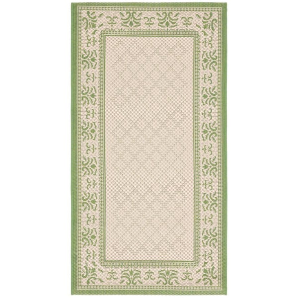 SAFAVIEH Courtyard Natural/Olive Doormat 3 ft. x 5 ft. Border Indoor/Outdoor Patio Area Rug