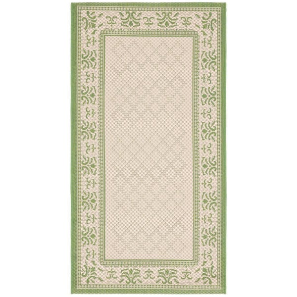 SAFAVIEH Courtyard Natural/Olive 3 ft. x 5 ft. Border Indoor/Outdoor Patio Area Rug