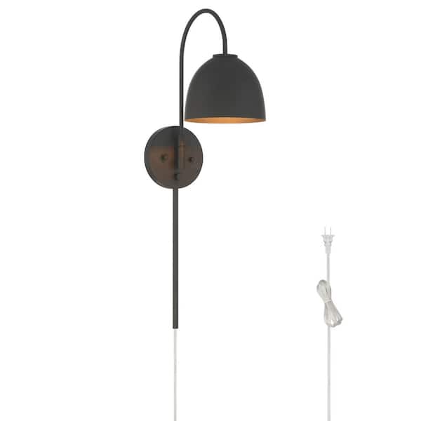 Hunter Erling 6.75 in. 1 Light Matte Black Wall Sconce with Black Metal Shade