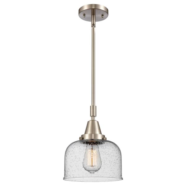 Bell 100-Watt 1-Light Brushed Satin Nickel Standard Mini Pendant Light with Seeded Glass Shade, No Bulbs Included
