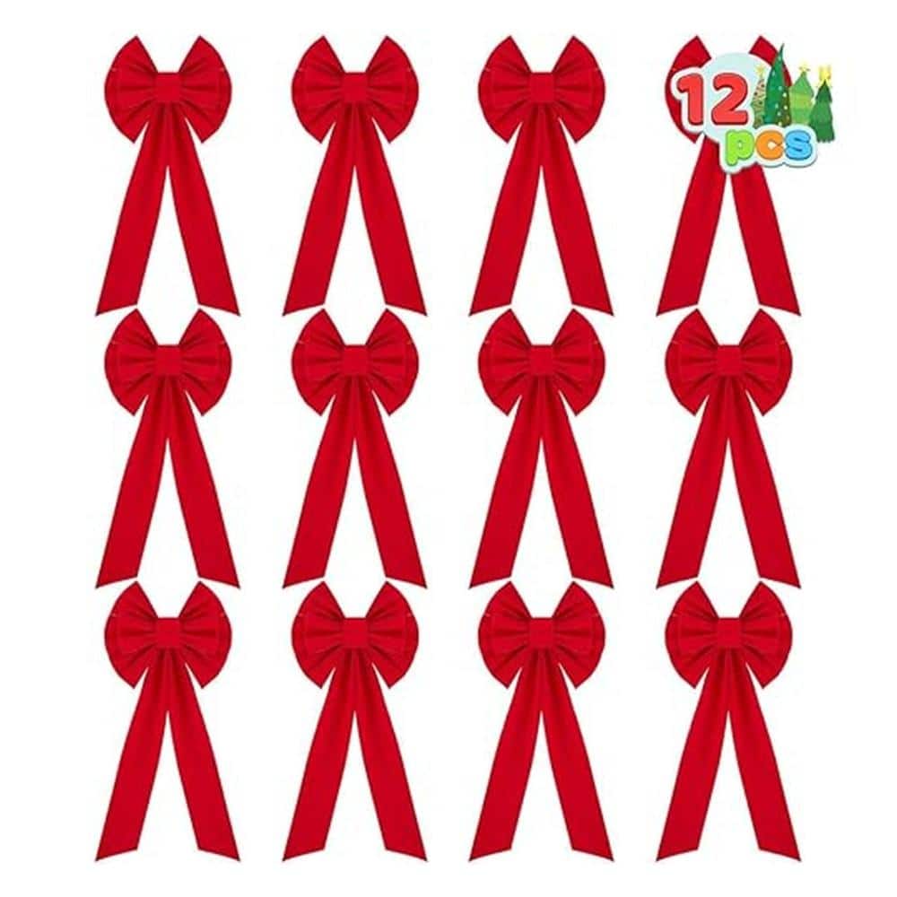 Joyfy 12PCS 26" Long x 10" Wide Christmas Red Velvet Bows, for Wreath ...