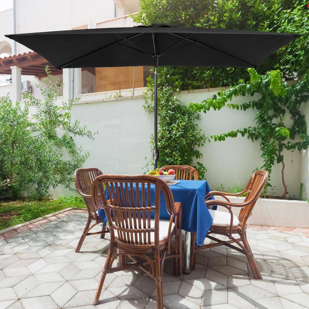 10 ft. x 6.5 ft. Rectangle Outdoor Patio Market Table Umbrella with Push Button Tilt and Crank in Black price history on PriceWatchPro
