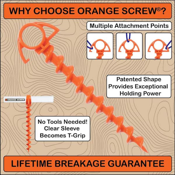 Nite Ize Orange Screw Ground Anchor-Small-Bright Orange SST-31