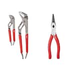 6 in. and 10 in. Comfort Grip Straight Jaw Pliers Set with 8 in. Comfort Grip Long Nose Pliers