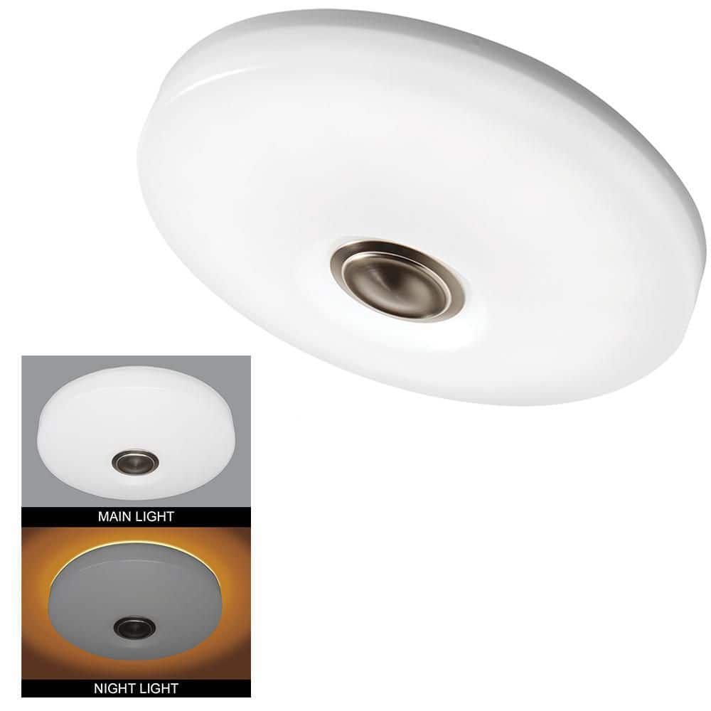 Low Profile 11 in. LED Flush Mount w/Night Light Feature - 2 Decorative Med