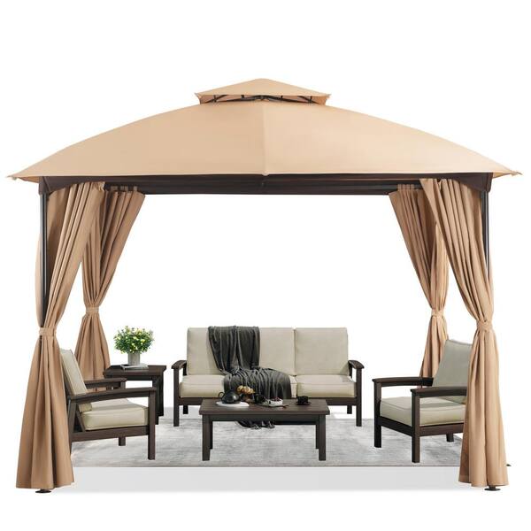 LAUSAINT HOME 10 ft. x 10 ft. Khaki Outdoor Patio Gazebo