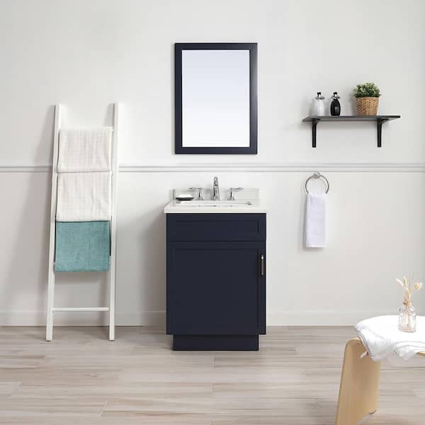 Home Decorators Collection 24 in. W x 22 in. D x 34.5 in. H Bath Vanity in Midnight Blue White Cultured Lincoln 24 - The Home Depot