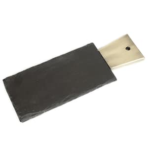 Natural Slate Stone 13 in. x 5 in. x 1/2 in. H Black Cheese Serving Paddle Board with Stainless Steel Copper Trim Handle