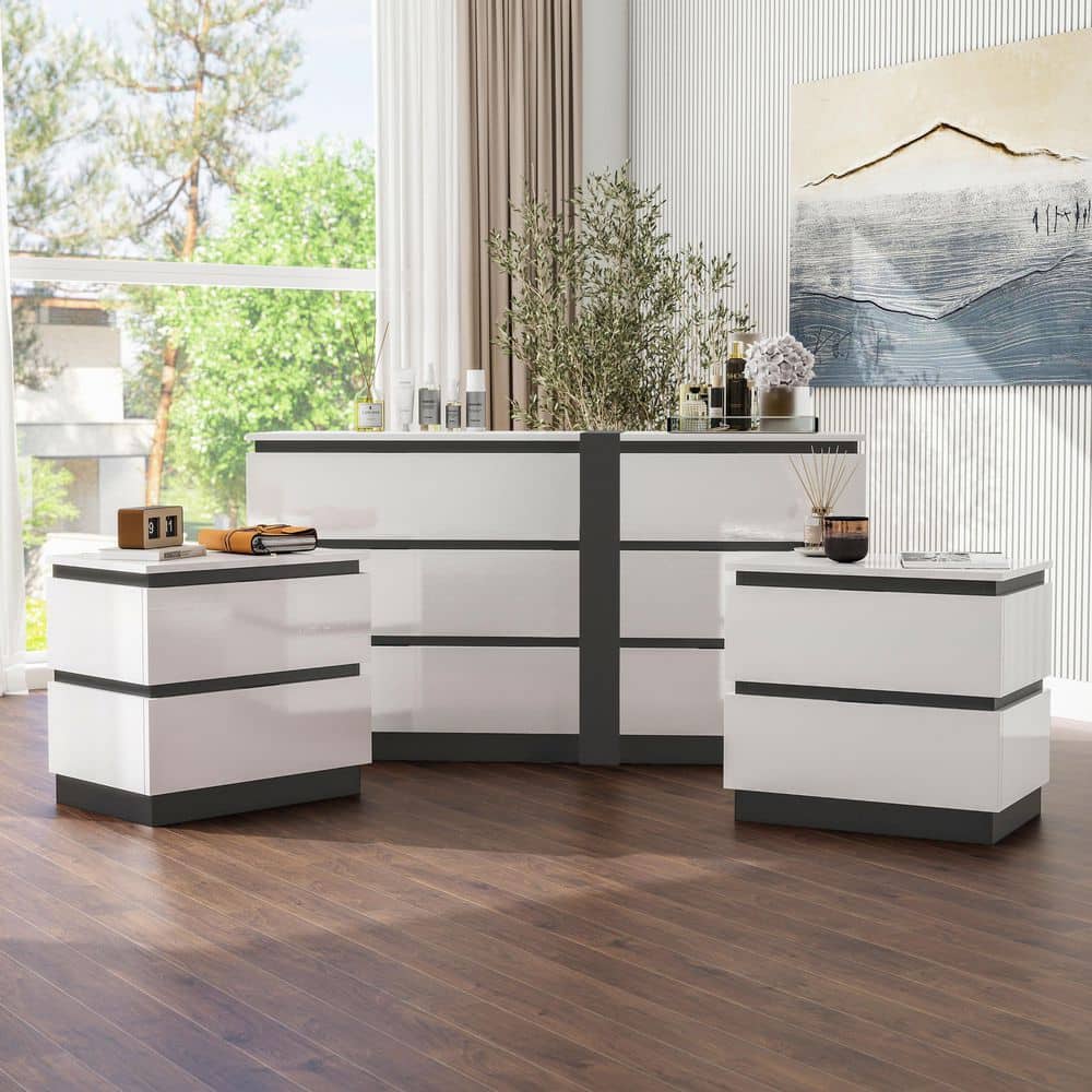 Summit Run 3-Piece White and Metallic Gray 2-Drawer 23 in. W Set of 2 Nightstands and Dresser price history on PriceWatchPro