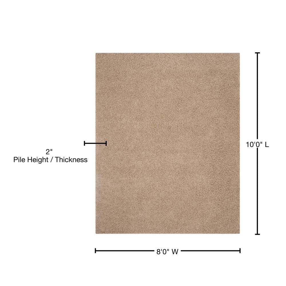 Athens Beige Synthetic Shag Area Rug 8' x 10'
