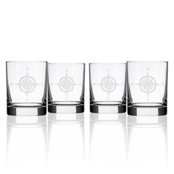 Rocks Tumblers Set Four Whiskey Glasses Double Old Fashions